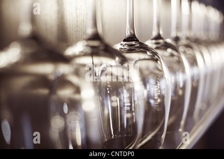 Nahaufnahme von leere Gläser Wein Stockfoto