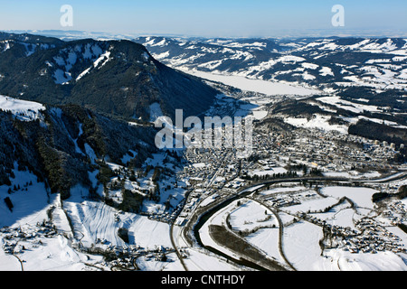 Blick auf Immenstadt mit See Alp, Alpsee, im Winter, Immenstadt, Allgäu, Bayern, Deutschland Stockfoto