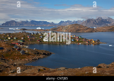 Blick nach Kulusuk, Grönland, Ammassalik, Ostgrönland, Kulusuk Stockfoto