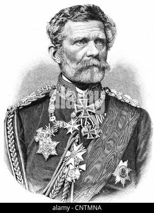 Manteuffel, Edwin Karl Freiherr von, 24.1.1809 - 17.6.1885, preussischer Feldmarschall, Porträt, in Uniform, Holzgravur, 19. Jahrhundert, Stockfoto