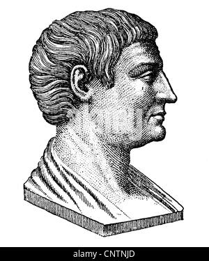 Aristoteles, 384 - 322 v. Chr., griechische Philosoph, Porträt, alte Büste, Holzgravur, 19. Jahrhundert, Stockfoto