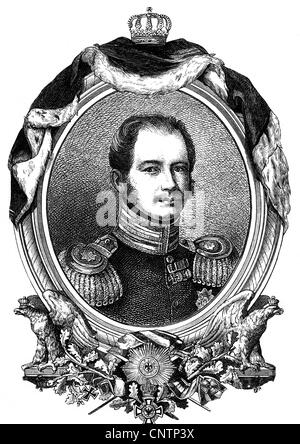 Wilhelm, 3.7.1783 - 28.9.1851, Prinz von Preßburg, preussischer General, Landeshauptmann der Rheinprovinz und Westfalen von 1830 - 1831, Porträt, Holzgravur, 1831, Stockfoto