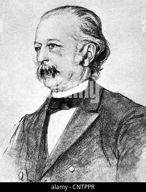 Fontane, Theodor, 30.12.1819 - 20.9.1898, deutscher Autor/Schriftsteller, Porträt, Zeichnung von Ismael Gentz, Stockfoto