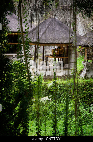 Gunung Kawi ist ein 11. Jahrhundert Tempelanlage in Tampaksiring in der Nähe von Ubud in Bali, Indonesien. Es liegt am Fluss Pakrisan. Stockfoto