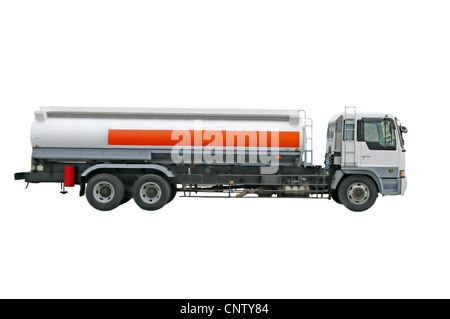 Große Brennstoff Gas Tanker-LKW auf dem weißen Hintergrund Stockfoto