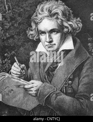 Ludwig van Beethoven 1770-1827, deutscher Komponist der Wiener Klassik, historischen Holzschnitt, ca. 1880 Stockfoto