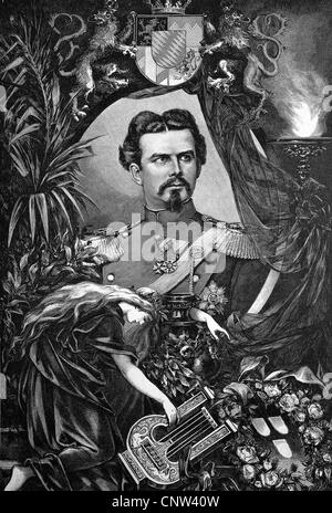 König Ludwig II. von Bayern, Ludwig II Otto Friedrich Wilhelm von Bayern, 1845-1886, Nachfahre von den deutschen Königshaus von Wi Stockfoto