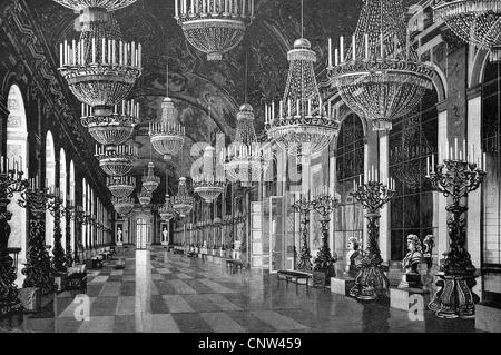 Der Spiegelsaal im Schloss Herrenwoerth Schloss, heute das neue Schloss Herrenchiemsee Schloss, See Chiemsee, Bayern, Deutschland, Stockfoto