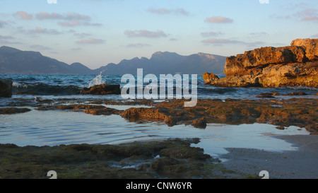 Bucht von Alcudia im Abendlicht, Alcudia, Mallorca, Balearen, Spanien Stockfoto