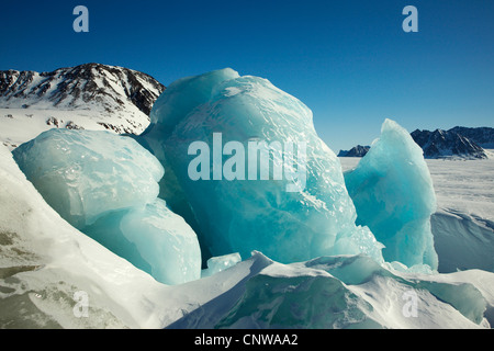 Eisstrukturen im Alter Nielsens Gletscher, Grönland, Ostgroenland, Tunu, Kalaallit Nunaat, Liverpool Land, Lillefjord Stockfoto