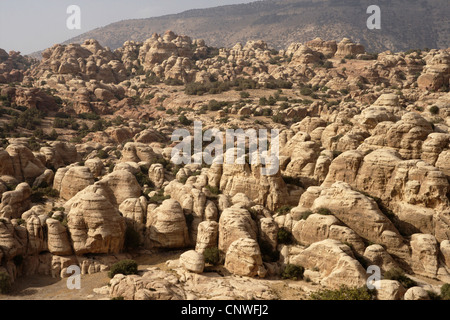 bizarre Felsformationen des Wadi Dana, Jordanien, Dana Stockfoto