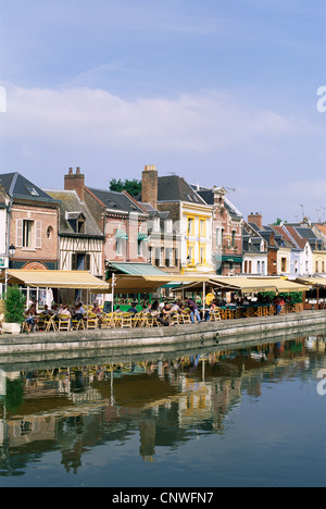Frankreich, Picardie, Amiens, Waterside Restaurants im St.Leu Bereich Stockfoto