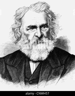Longfellow, Henry Wadsworth, 27.2.1807 - 24.3.1882, US-amerikanischer Autor/Schriftsteller, Porträt, Holzgravur, ca. 1870, Stockfoto