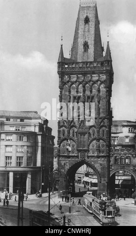 Geographie / Reisen, Tschechoslowakei, Prag, Altstadt, Pulverturm, Zeitschrift, Ansichtskarte, gestempelt 1942, Additional-Rights-Clearences-not available Stockfoto