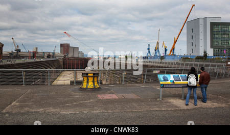 Irland, Norden, Belfast, Titanic Quarter, Thompson Gravieren Dry Dock wo RMS Titanic gebaut wurde. Stockfoto