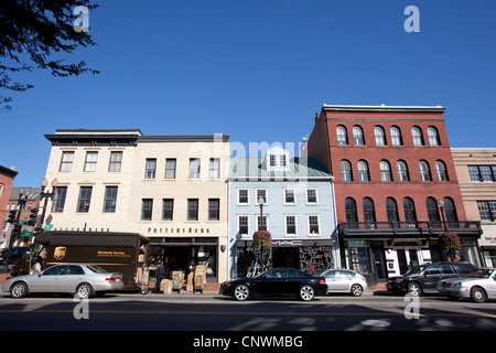 Georgetown - Blick entlang der M Street Stockfoto