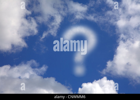 Fragezeichen in den Himmel. Stockfoto