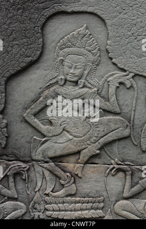 Apsara. Befreiung von der Bayon-Tempel in Angkor, Kambodscha. Stockfoto