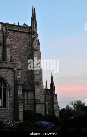 Detail von Bryn Athyn Kathedrale am Abend, der historische Bezirk, Pennsylvania, USA Stockfoto