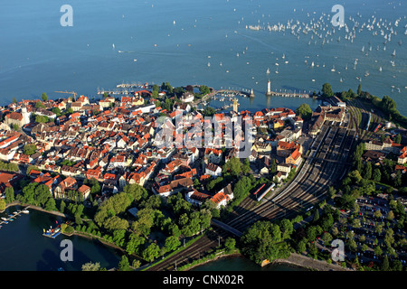 Insel Lindau im Abendlicht, Lindau, Bodensee, Bayern, Deutschland Stockfoto