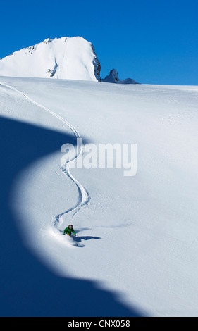 Skifahren Sie im Skigebiet Tignes, Frankreich Stockfoto