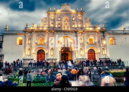 Antigua Guatemala Catedral de Santiago am Neujahrstag. Stockfoto