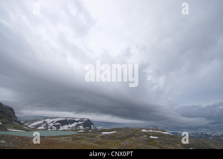 Sturm über die Hochebene Hardangervidda, Norwegen Stockfoto