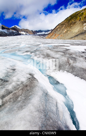 Schmelzwasser der Rhone Glacler am Furka-Pass, Schweiz, Wallis, Oberwallis Stockfoto