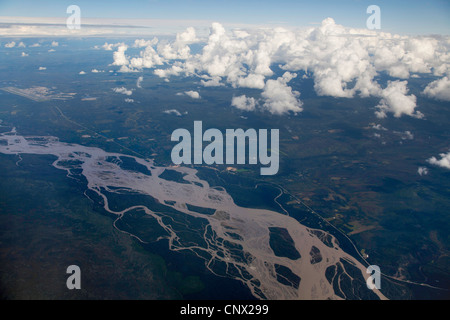 Luftaufnahme des Tanana River in der Nähe von Fairbanks, USA, Alaska Stockfoto