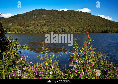 Hengsteysee Mit Blick Auf Das Kaiser Wilhelm Denkmal an der Hohensyburg, Deutschland, Nordrhein-Westfalen, Ruhrgebiet, Hagen Stockfoto