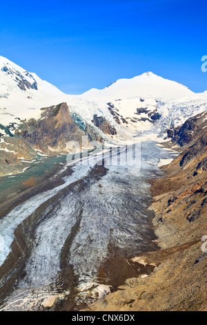 Gletscher Pasterze (mit 9 km Länge der größte Gletscher des Landes), vor Johannisberg (3453 m) am Nationalpark Großglockner, Österreich, Hohe Tauern Stockfoto