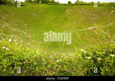 Der Krater an der Lochnagar Krater Gedenkstätte in Nordfrankreich Stockfoto