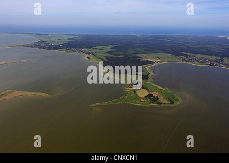 Saaler Bodden und Darß, Bodtstedter Bodden und Ostsee Halbinsel im Hintergrund, Deutschland, Mecklenburg-Vorpommern Stockfoto