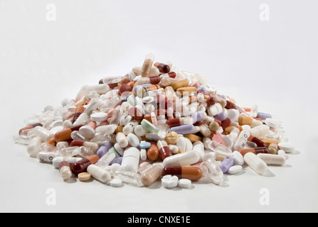 Ein Haufen von Tabletten, Pillen und Kapseln Stockfoto