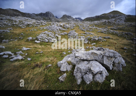 Sturm über das Prokletije Gebirge, Montenegro, Prokletije steigt Stockfoto