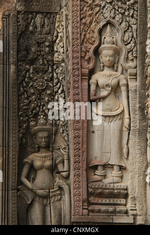 Devatas. Befreiung von der Thommanon Tempel in Angkor, Kambodscha. Stockfoto