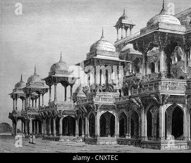 Das Mausoleum des Kaisers Akbar, Agra, Indien, historische Abbildung, Holzschnitt, ca. 1888 Stockfoto