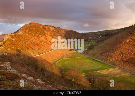 Das Tal der Felsen und Cricket Ground, Lynton, Exmoor, Devon, England. Winter 2012 (März). Stockfoto