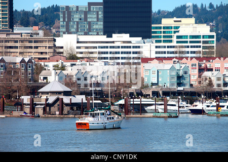 Festgemachten Segelbooten in einer Marina Portland Oregon. Stockfoto