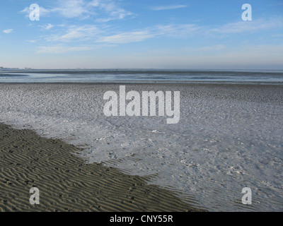 frostigen Nordsee Coas in Niedersaechsisches Wattenmeer Nationalpark, Bensersiel, Ostfriesland, Niedersachsen, Deutschland Stockfoto