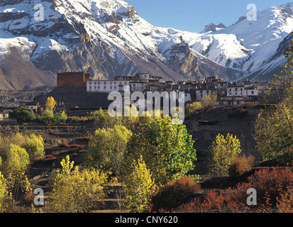 Hilltop Tibetisch anmutende Festung Dorf Jharkot in der Region Mustang, Nepal, Mustang, Jharkot Stockfoto