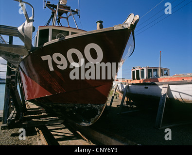 Boote im Hafen von Oamaru, Südinsel, Neuseeland aufgelegt Stockfoto