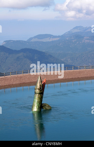 Triassic Park auf der Steinplatte, Dino kommt auf Oberfläche, Österreich, Tirol, Waidringer Alpen Wasser Stockfoto