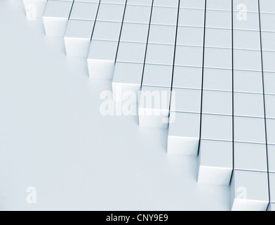 Abstrakt Bild - 3d metallic Würfel Gebäudekonzept Stockfoto