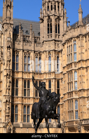 Statue von Richard Löwenherz vor dem Palace of Westminster 7 Stockfoto