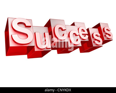 Das Wort "Erfolg" in 3D Buchstaben auf weißem Hintergrund Stockfoto