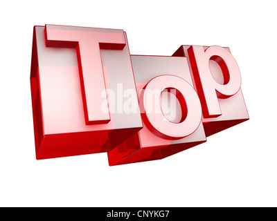 Das Wort TOP in 3D Buchstaben auf weißem Hintergrund - Das Johanniskraut TOP aus 3D Buchstaben Gesetzt, Freigestellt Auf Weißem Hintergrund Stockfoto