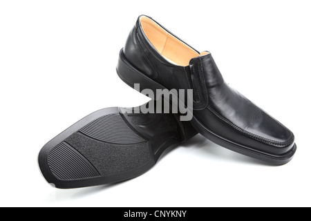 Schwarzer Mann Schuhe auf weißem Hintergrund Stockfoto