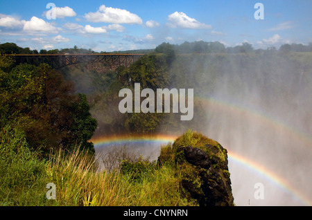 Regenbogen im Victoria Falls, Sambia, Livingstone Stockfoto