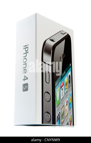 Apple iPhone 4 s-Box isoliert auf weißem Hintergrund Stockfoto